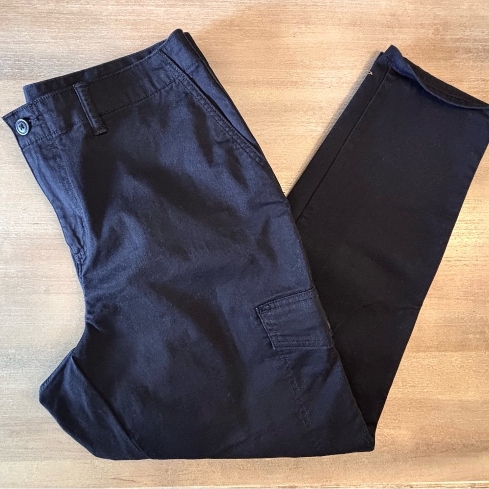 Land’s End Cotton Cargo Pocket Straight Leg Pants, Black, sz 14P